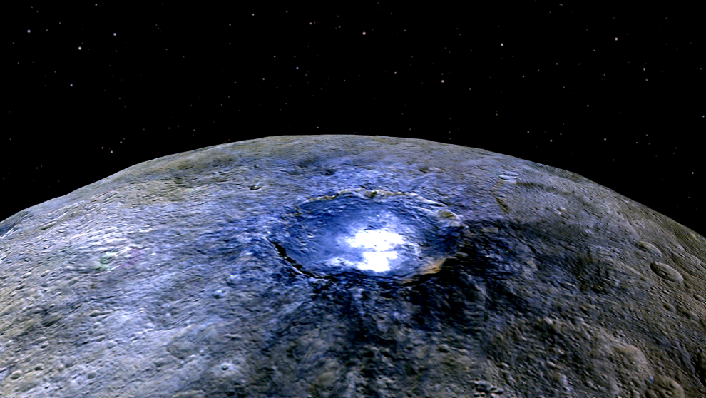 Descubren que puntos brillantes de Ceres están vinculados a océanos subterráneos salados