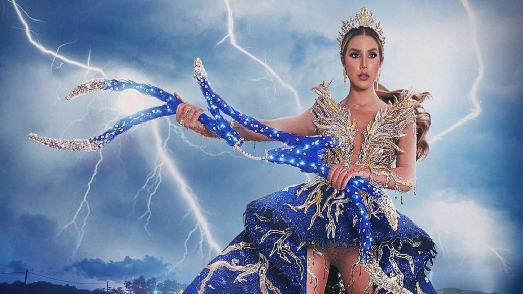 Así lució Mariangel Villasmil su traje típico inspirado en el relámpago de Catatumbo (+Videos)